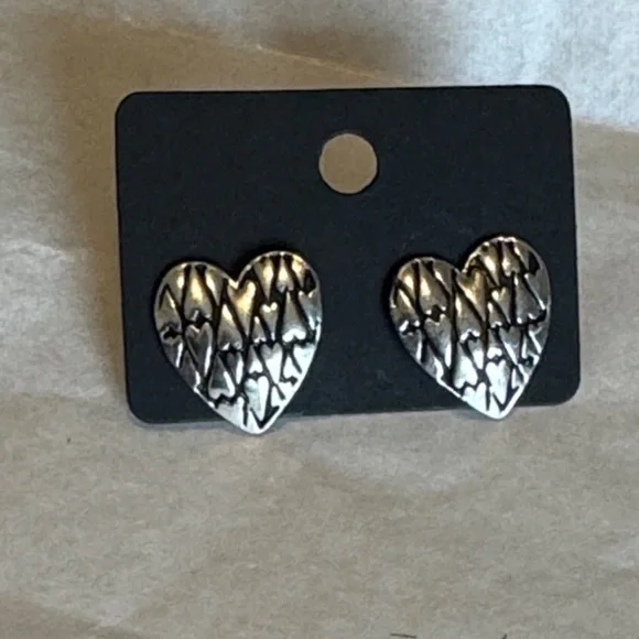 Silver Heart Earrings For Pierced Ears - Picture 5 of 12